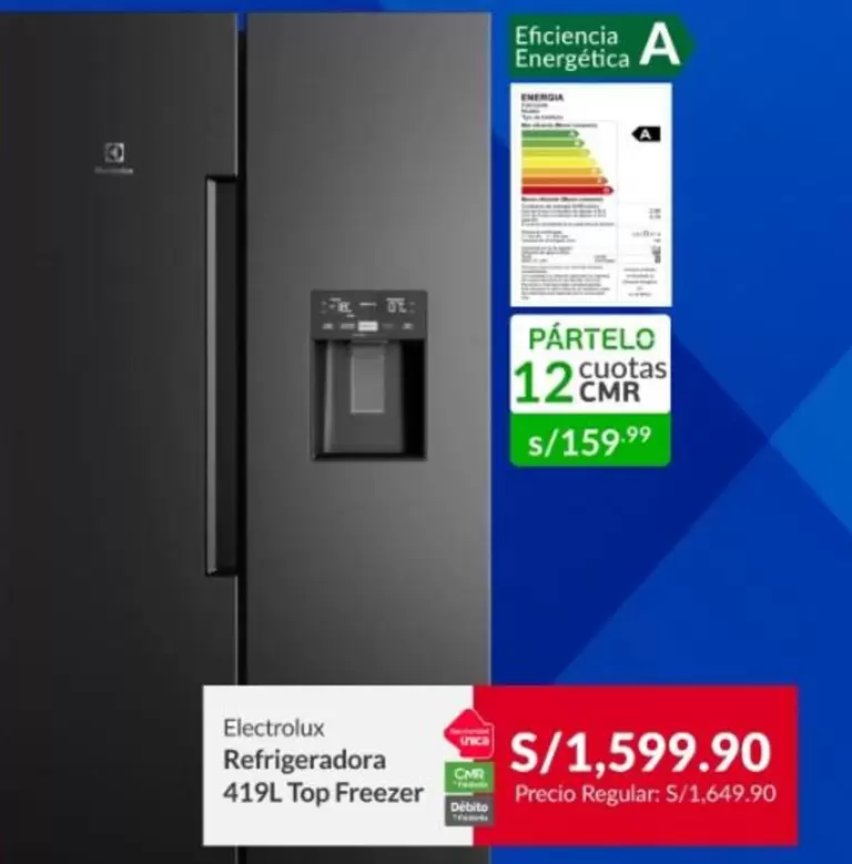 Electrolux - Refrigeradora 419L Top Freezer