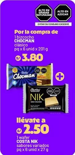 Costa - bizcocho CHOCMAN clásico, wafer COSTA NIK