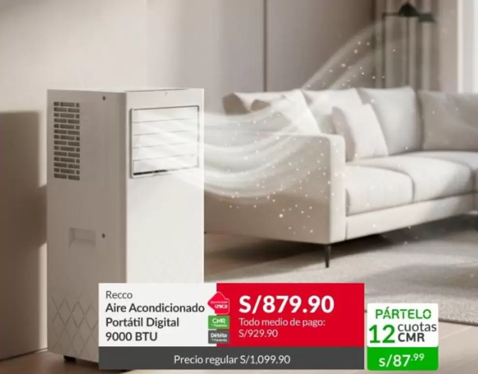Recco - Aire Acondicionado Portátil Digital 9000 BTU