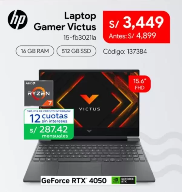 Hp - Gamer Victus 15-fb3021la