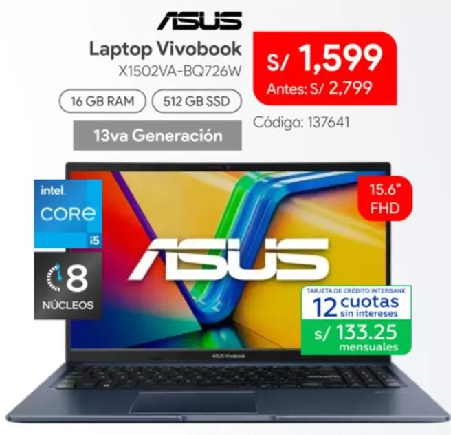 Asus - Laptop Vivobook X1502VA-BQ726W