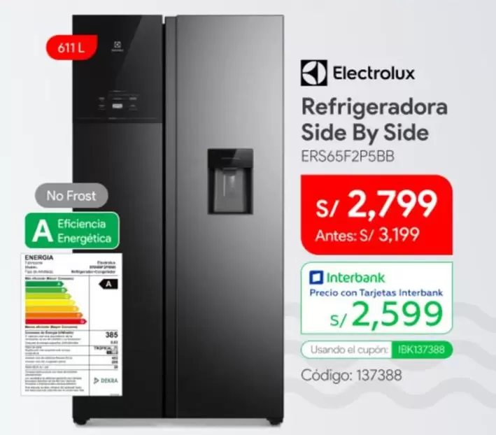 Electrolux - Refrigeradora Side By Side ERS65F2P5BB