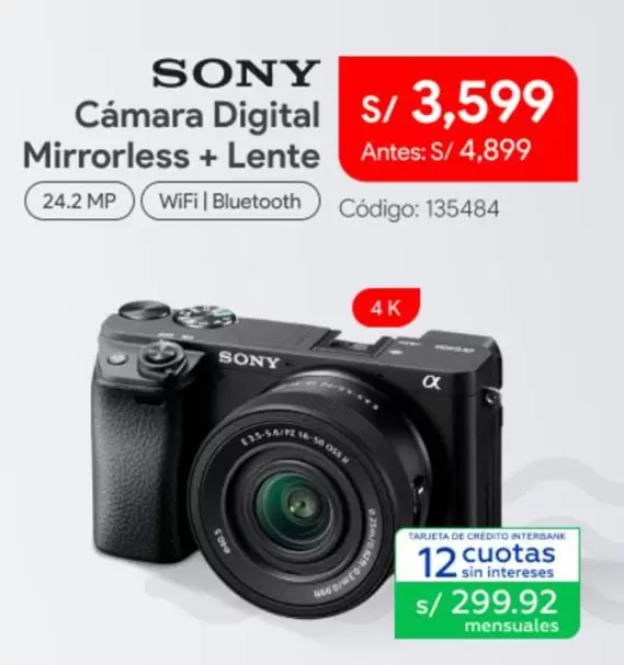 Sony - Cámara Digital Mirrorless + Lente