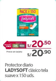 Ladysoft - Protector diario clásico tela suave x 150 uds