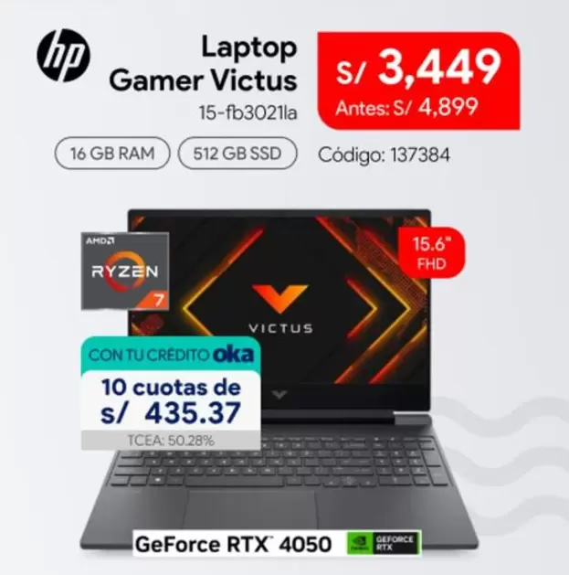 Hp - Gamer Victus 15-fb3021la