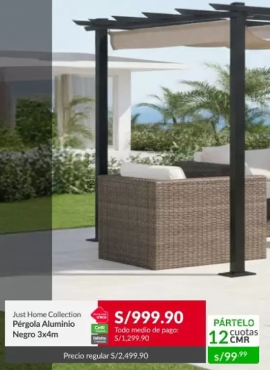 Pérgola Aluminio Negro 3x4m