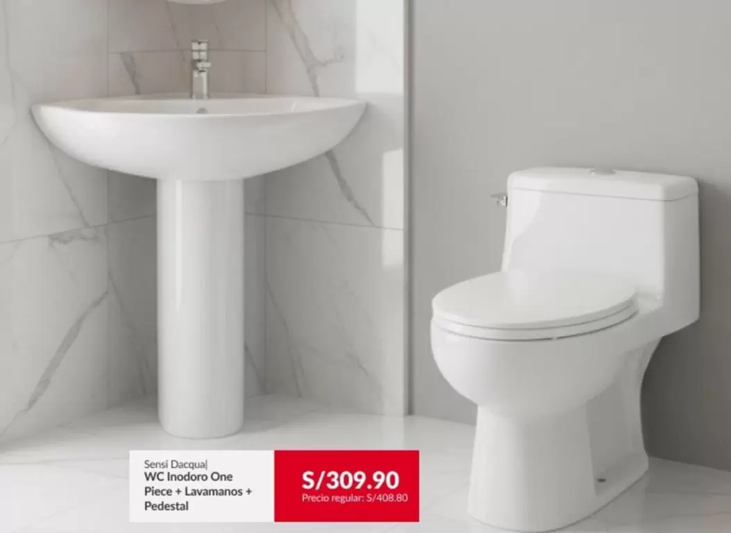 Semi Diseño WC Inodoro One Piece + Lavamanos + Pedestal