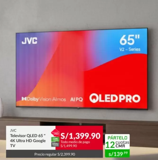 JVC - Televisor QLED 65" 4K Ultra HD Google TV