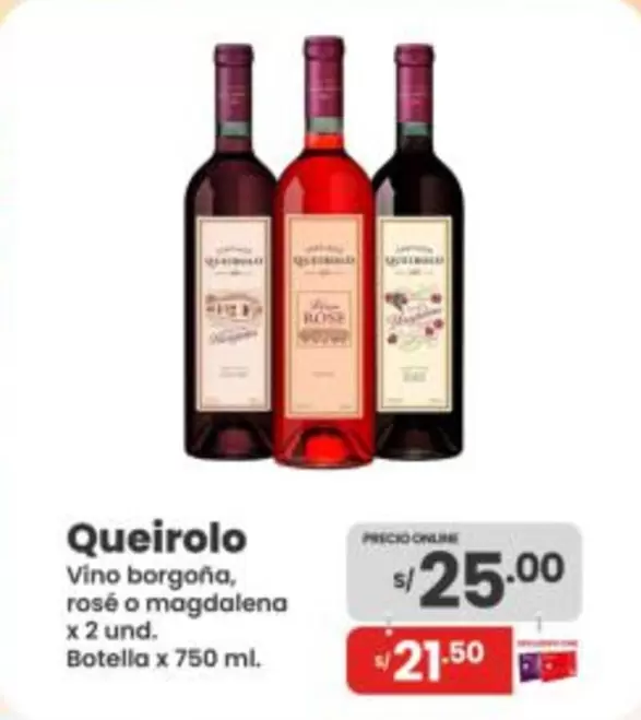 Queirolo - Vino borgoña, rosé o magdalena