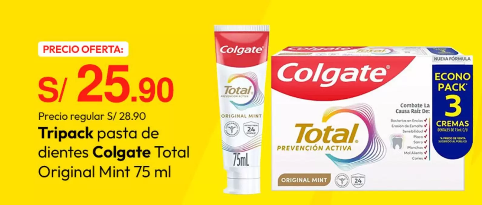 Colgate - pasta de dientes Total Original Mint
