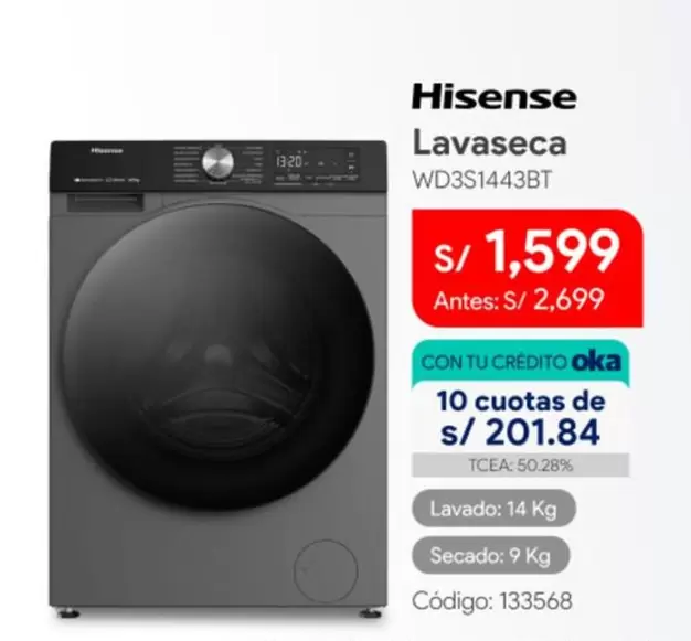Hisense - Lavaseca WD3S1443BT
