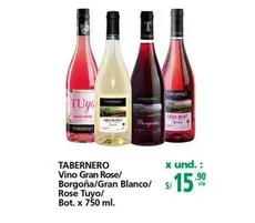 Tabernero - Vino Gran Rose/ Borgoña/Gran Blanco/ Rose Tuyo