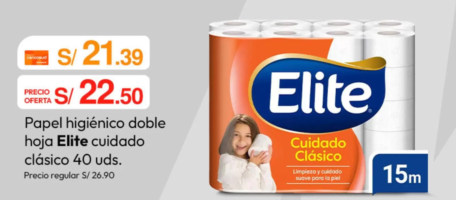 Elite - Papel higiénico doble hoja cuidado clásico 40 uds.