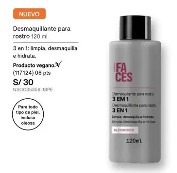 Faces - Desmaquillante para rostro 120 ml