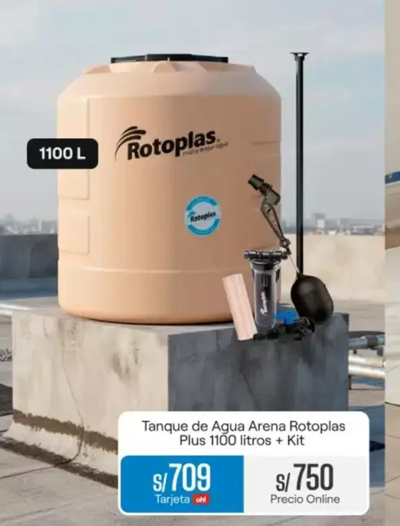 Rotoplas - Tanque de Agua Arena Plus 1100 litros + Kit