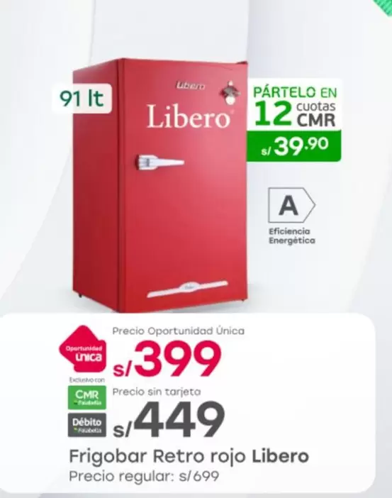 Libero - Frigobar Retro rojo