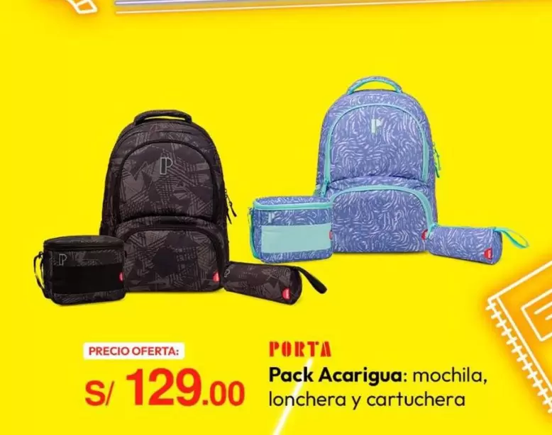 Porta - Pack Acarigua: mochila, lonchera y cartuchera