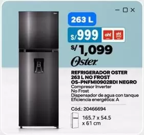 Oster - 263 L NO FROST OS-PNFM10902BDI NEGRO
