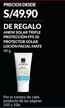 Anew - SOLAR TRIPLE PROTECCIÓN FPS 50 PROTECTOR SOLAR LOCIÓN FACIAL MATE
