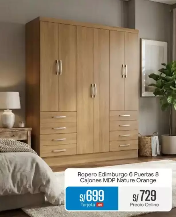 Orange - Ropero Edimburgo 6 Puertas 8 Cajones MDP Nature