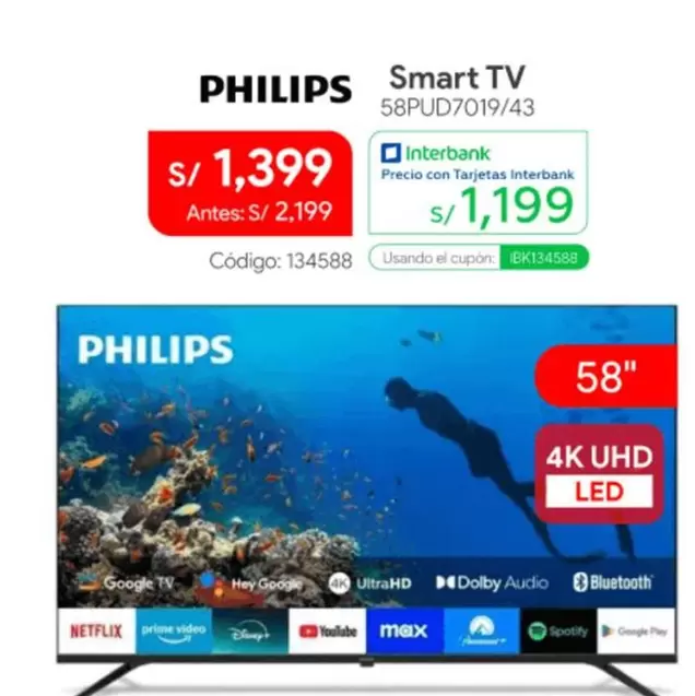Philips - Smart TV 58PUD7019/43