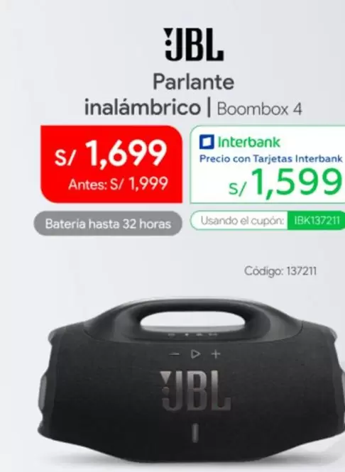 JBL - Parlante inalámbrico | Boombox 4