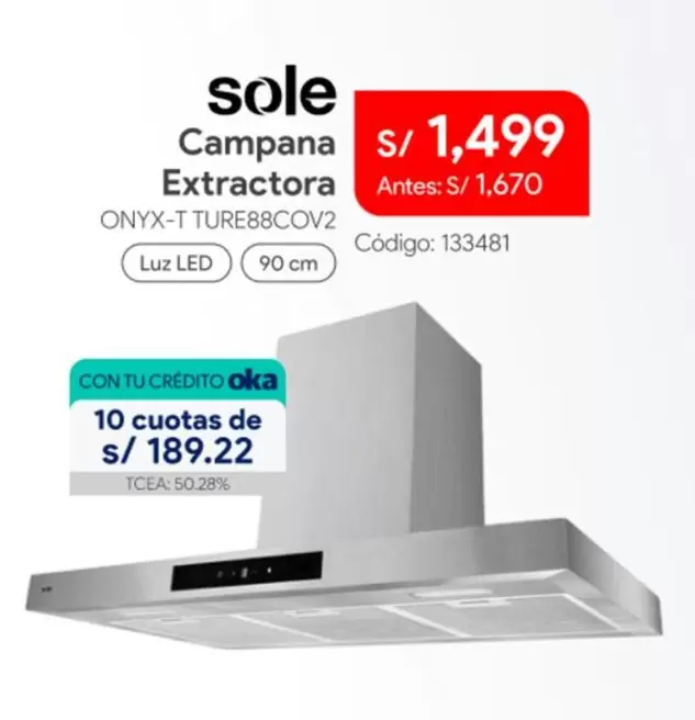 Sole - Campana Extractora ONYX-T TURE88COV2