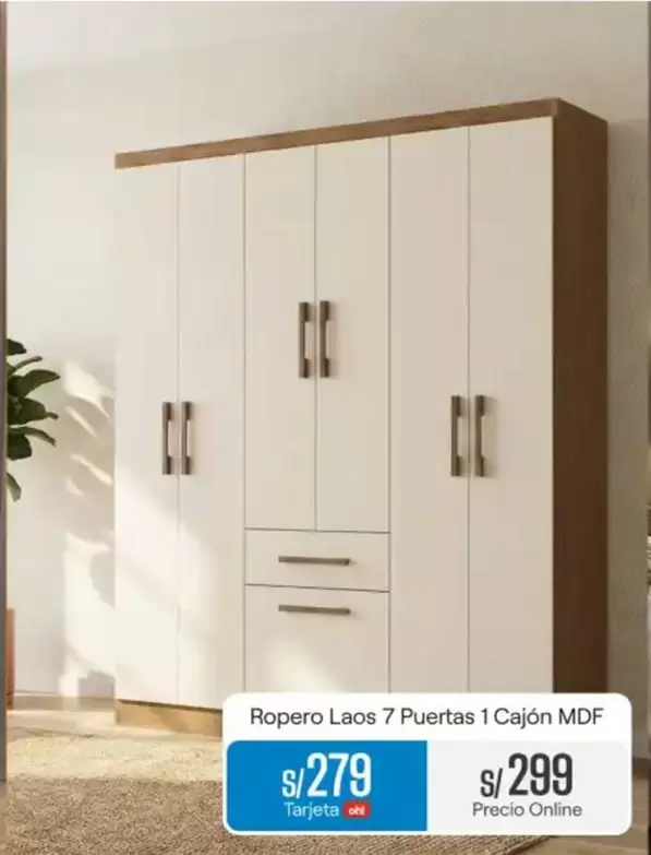 Ropero Laos 7 Puertas 1 Cajón MDF