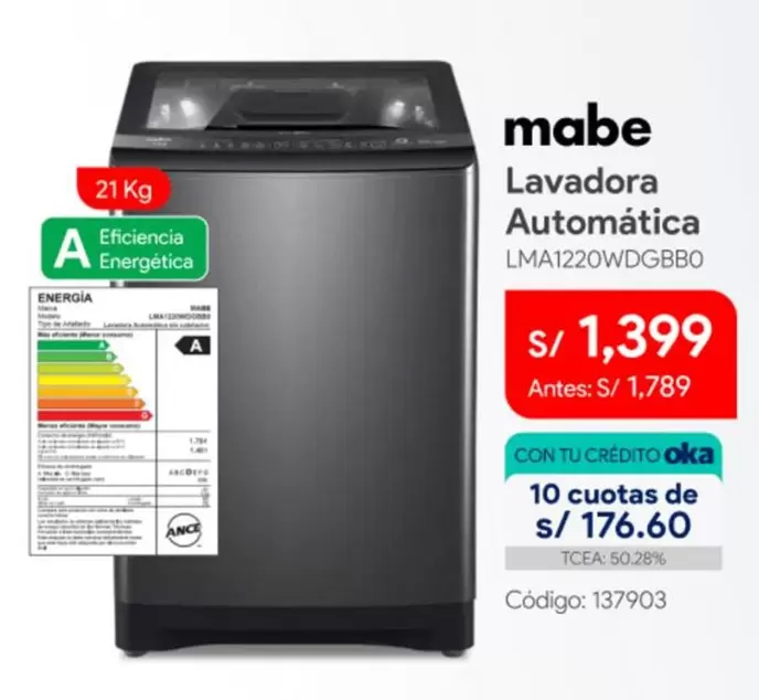 Mabe - Lavadora Automática LMA1220WDGBBO