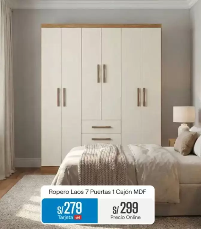 Ropero Laos 7 Puertas 1 Cajón MDF