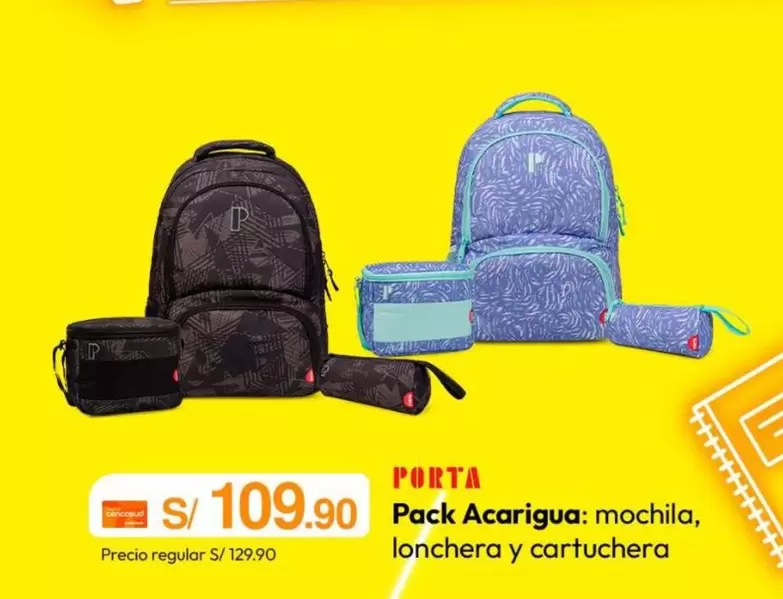 Porta - Pack Acarigua: mochila, lonchera y cartuchera
