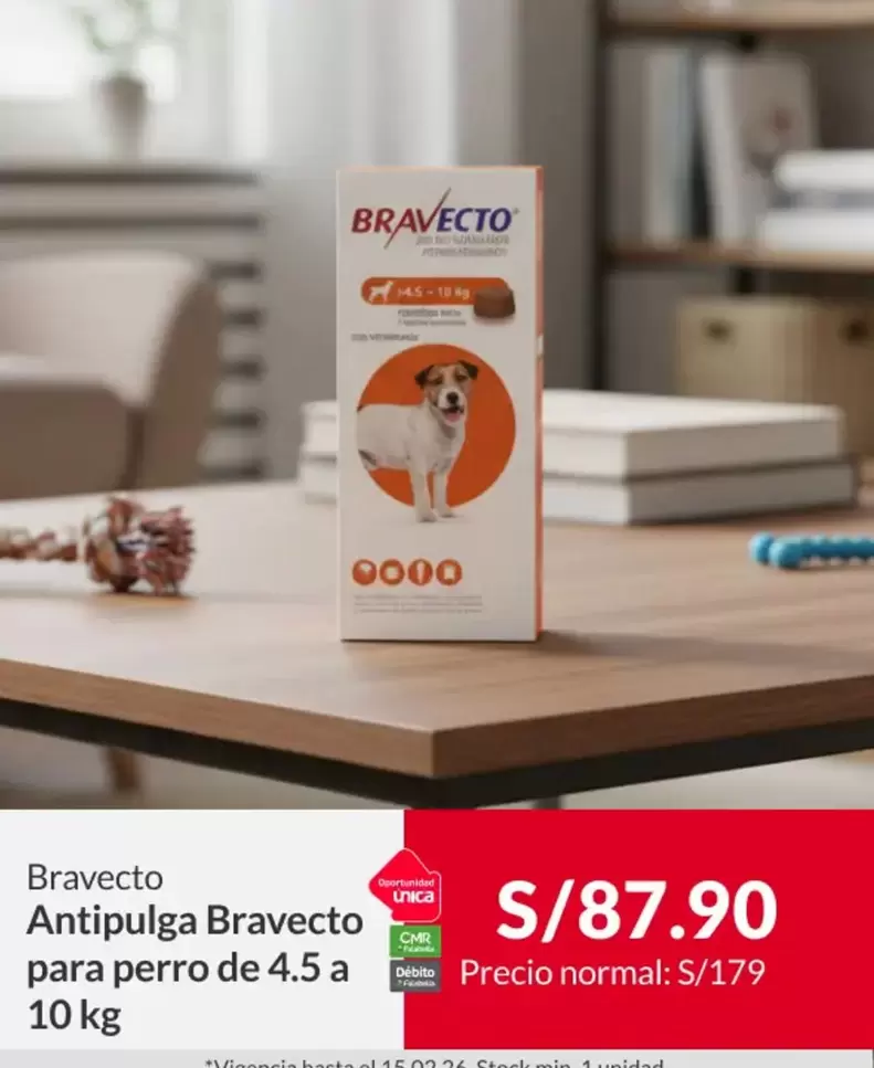 Antipulga Bravecto para perro de 4.5 a 10 kg