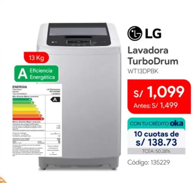 Lg - Lavadora TurboDrum WT13DPBK