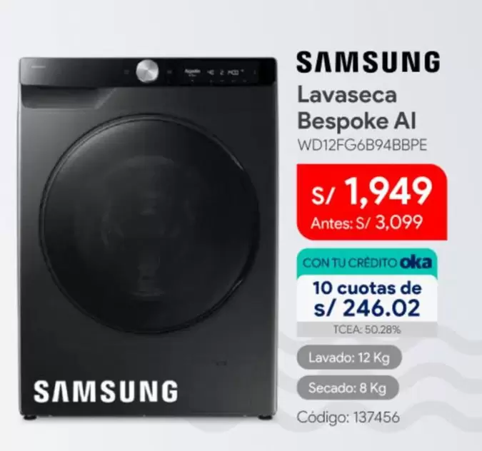 Samsung - Lavaseca Bespoke Al WD12FG6B94BBPE