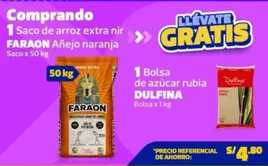 Faraon - Saco de arroz extra nir, Bolsa de azúcar rubia