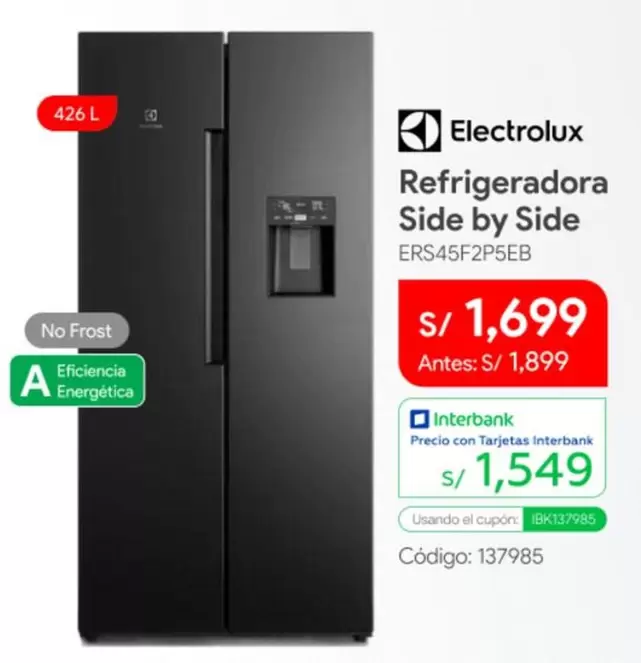 Electrolux - Refrigeradora Side by Side ERS45F2P5EB