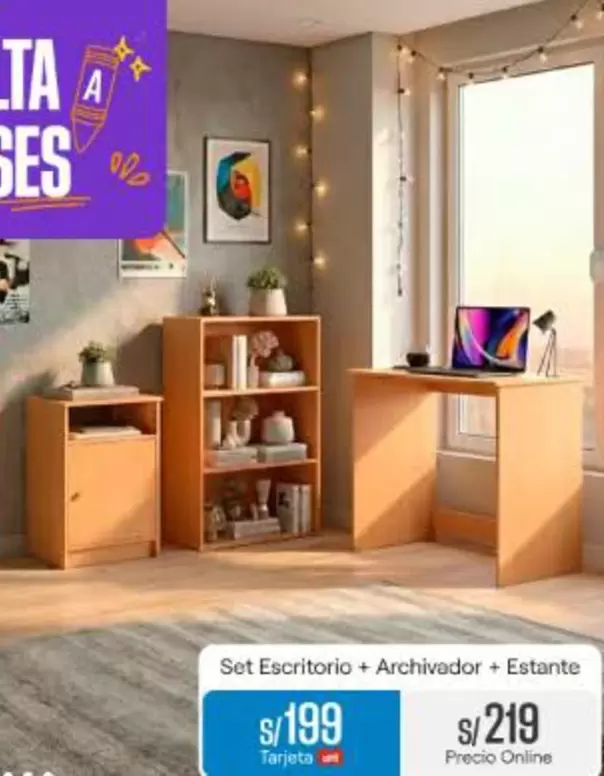 Set Escritorio + Archivador + Estante
