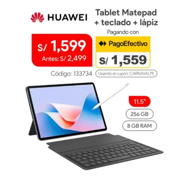 Huawei - Tablet Matepad + teclado + lápiz