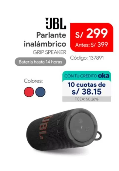 JBL - Parlante inalámbrico GRIP SPEAKER