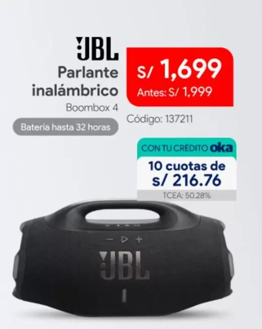 JBL - Parlante inalámbrico Boombox 4