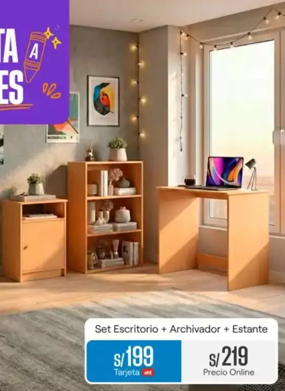 Set Escritorio + Archivador + Estante