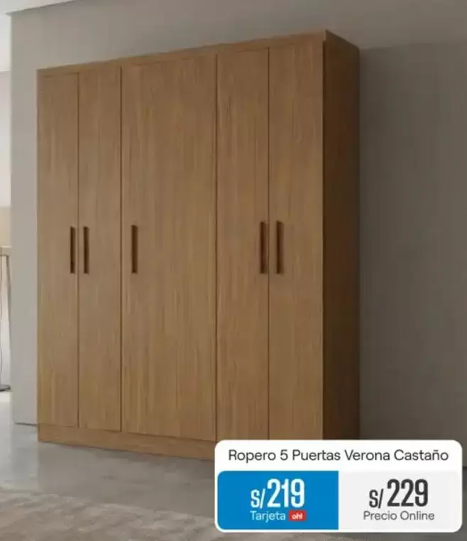 Ropero 5 Puertas Verona Castaño