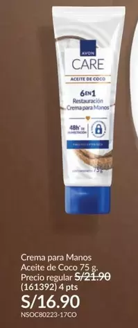 Avon - Crema para Manos Aceite de Coco 75 g