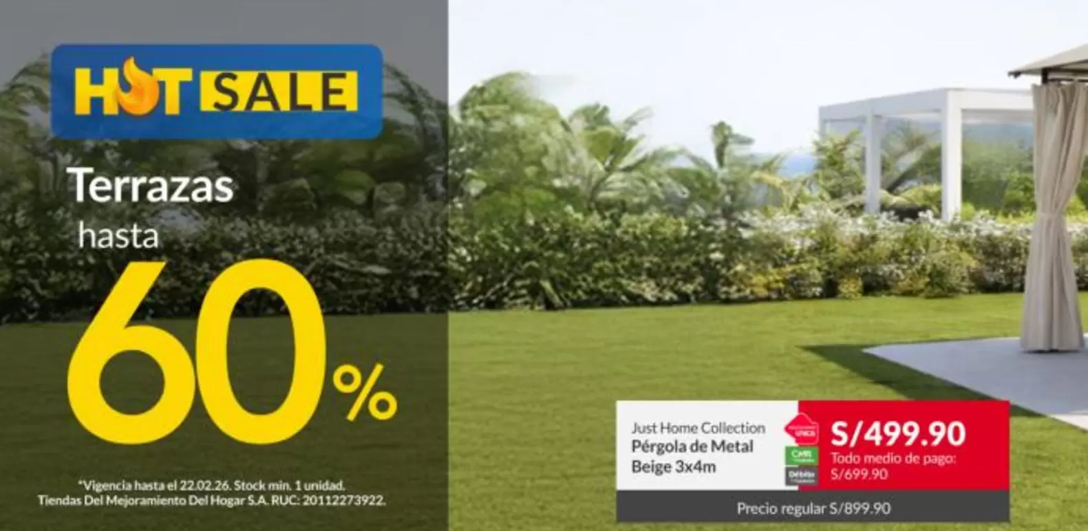 Terrazas - Pergola de Metal Beige 3x4m