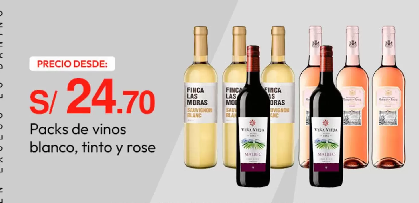 Packs de vinos blanco, tinto y rose