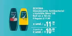 Rexona - Desodorante Antibacterial +Invisible Men/ V8