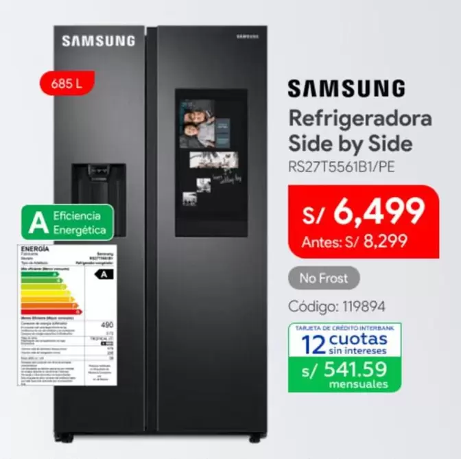 Samsung - Refrigeradora Side by Side RS27T5561B1/PE