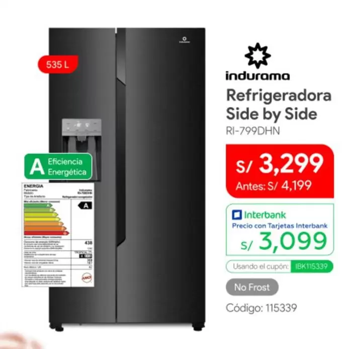 Indurama - Refrigeradora Side by Side RI-799DHN