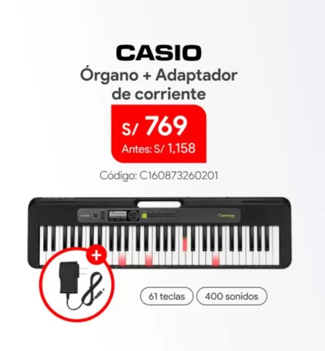 Casio - Órgano + Adaptador de corriente