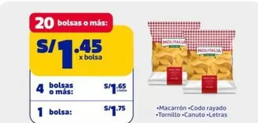 Molitalia - Macarrón Codo rayado, Tornillo Canuto Letras